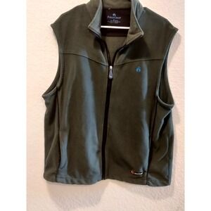 Fleece vest mens large Green outdoors zip hiking hunting walking fish